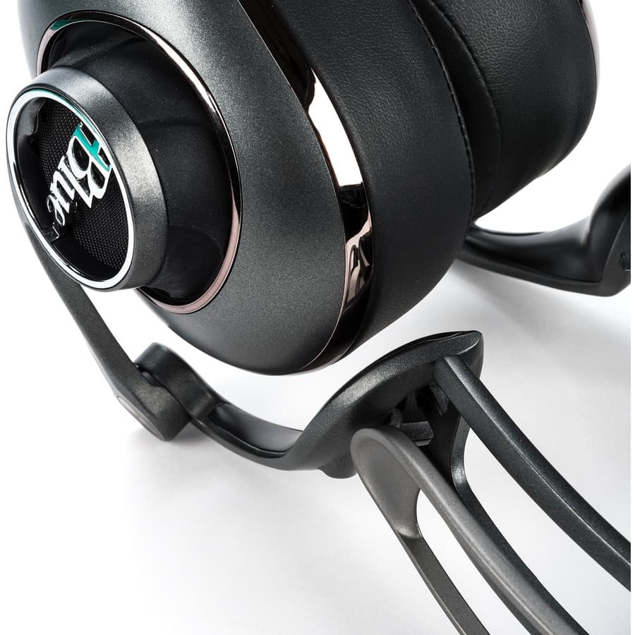 Black Blue Mix Fi studio headphones with over-the-ear binaural earcups and built-in audiophile amp