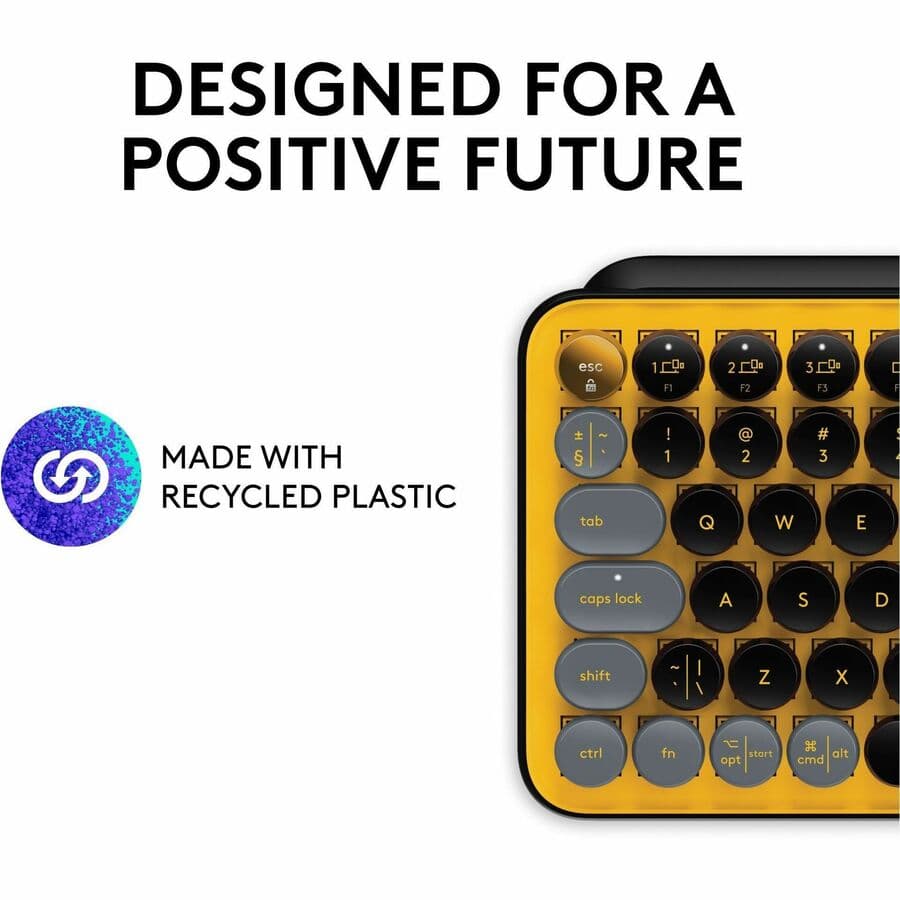 Logitech POP Keys wireless mechanical keyboard in yellow with dedicated emoji keys