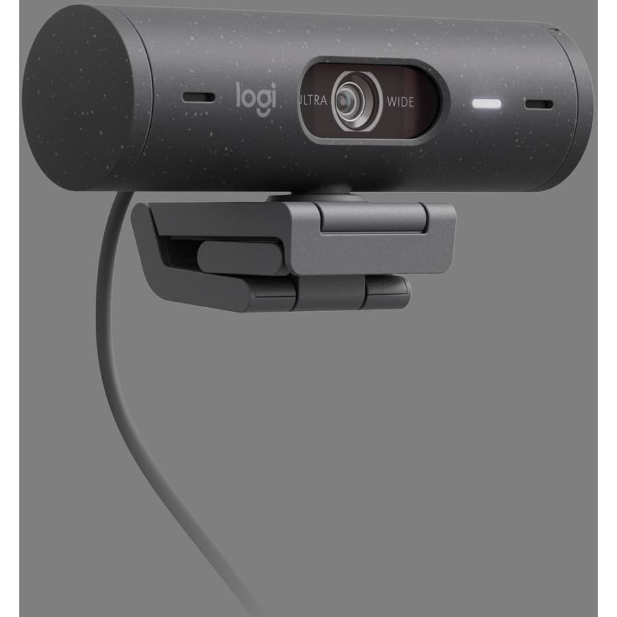 Logitech Brio 500 Graphite webcam with 1080p video, USB-C connectivity, and clip mount