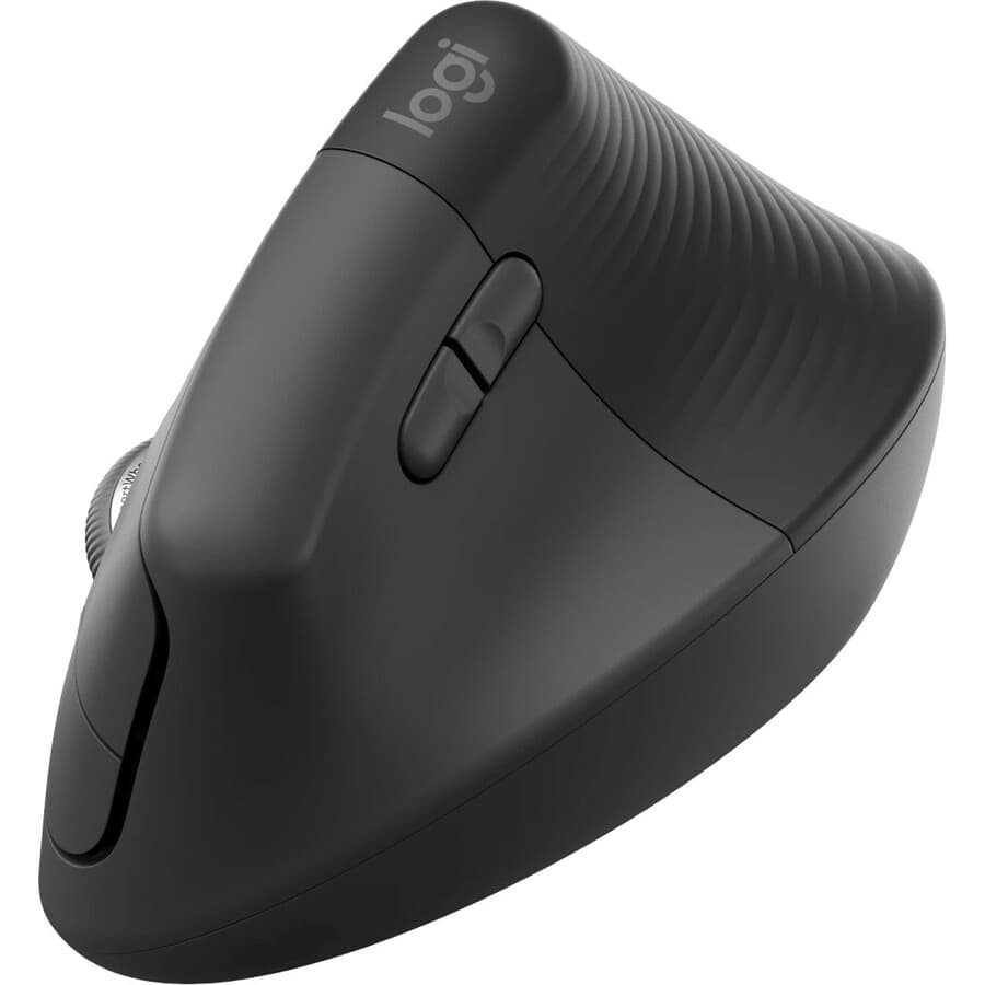 Logitech Lift vertical ergonomic wireless mouse in graphite for right-handed business use