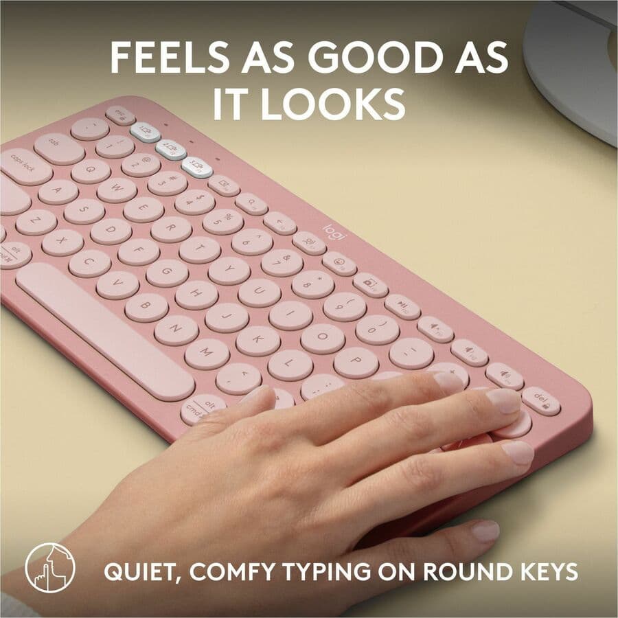 Logitech K380 Pebble Keys 2 wireless keyboard in Rose, compact Bluetooth keyboard