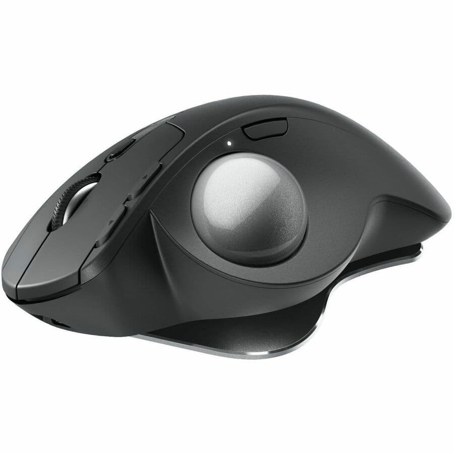 Logitech MX ERGO S advanced wireless trackball mouse in gray with ergonomic thumb control