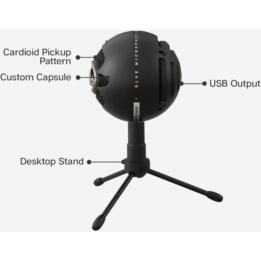 Blue Snowball Ice black USB desktop microphone for conferencing and voice recording
