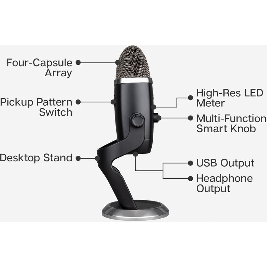 Logitech Yeti X Dark Gray desktop USB microphone for streaming and podcasting
