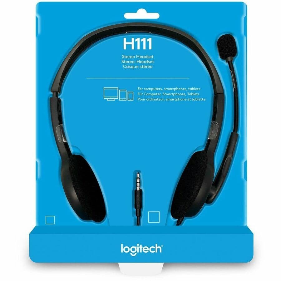 Logitech H111 EDU wired stereo headset with boom microphone for classroom use
