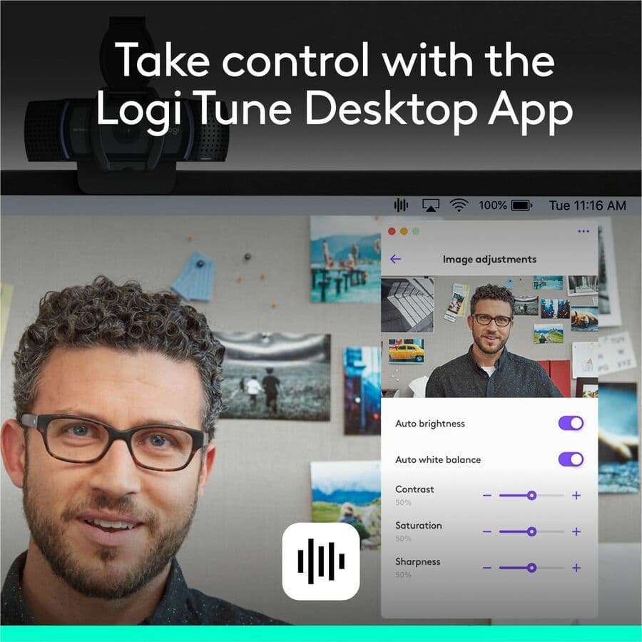 Logitech C920e TAA compliant 1080p webcam with built-in microphones
