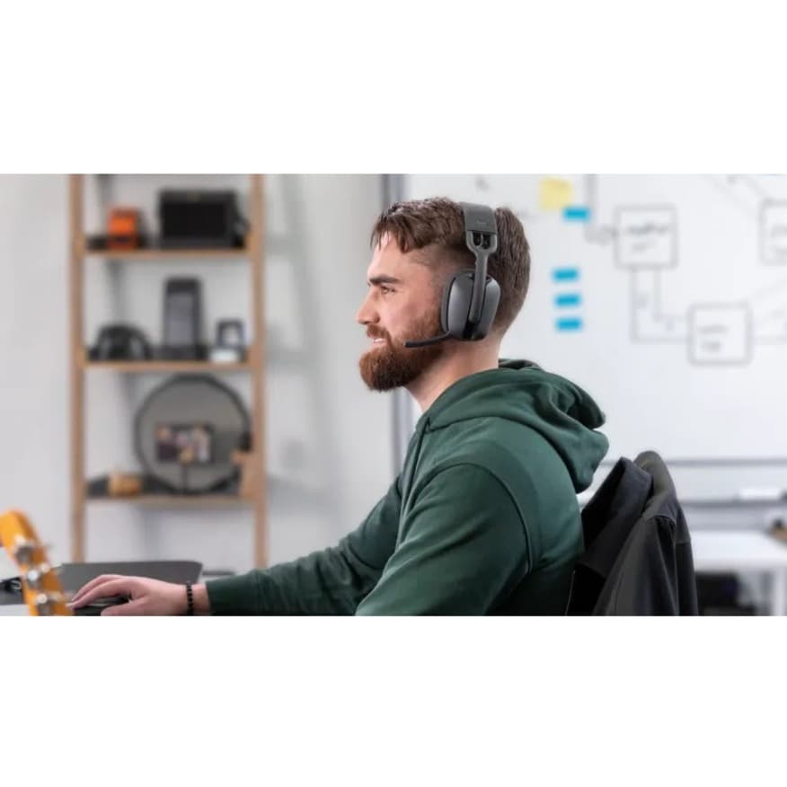 Logitech Zone Vibe 125 Graphite wireless Bluetooth over-ear headset with built-in microphone