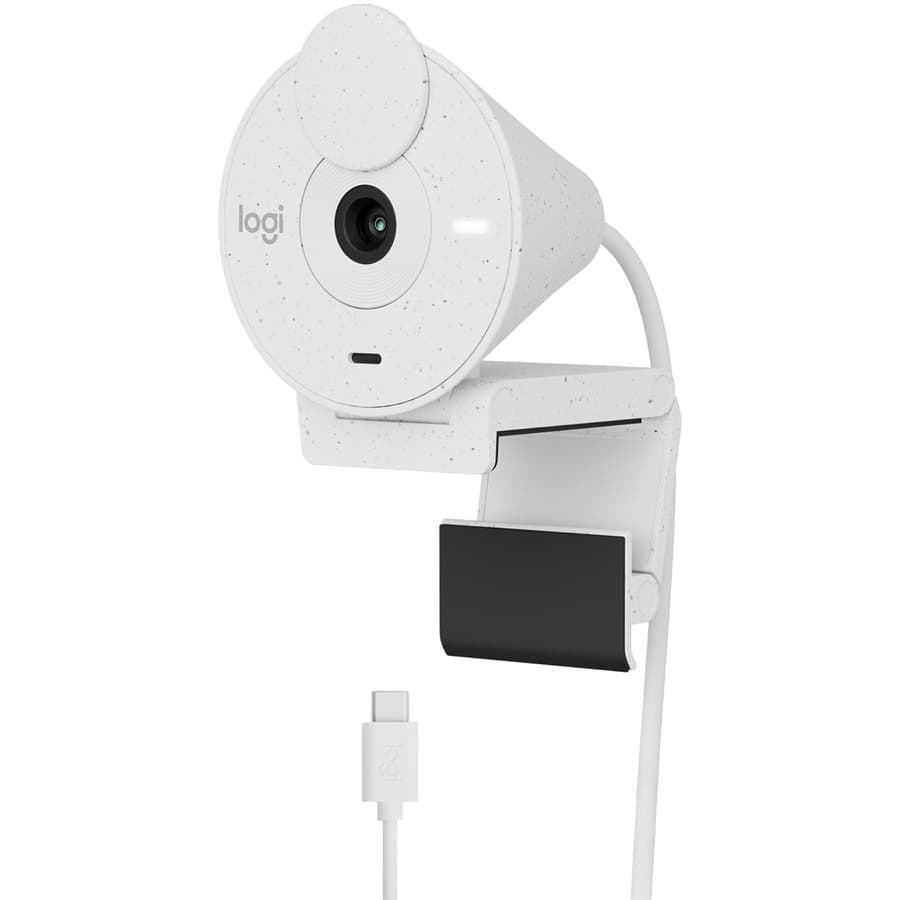 Logitech Brio 300 webcam in off-white for clear Full HD video calls