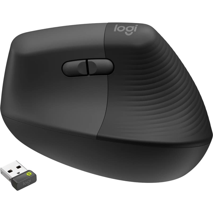 Logitech Lift vertical ergonomic wireless mouse in graphite for right-handed business use