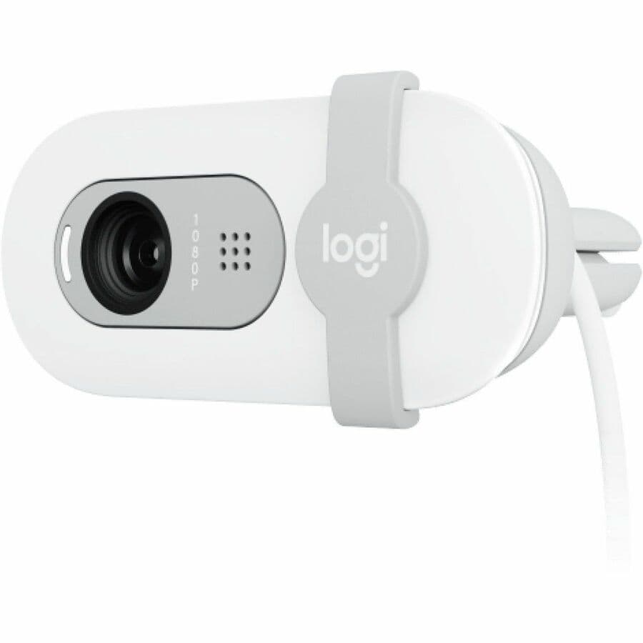Logitech Brio 100 Webcam White front view for 1080p HD video calls