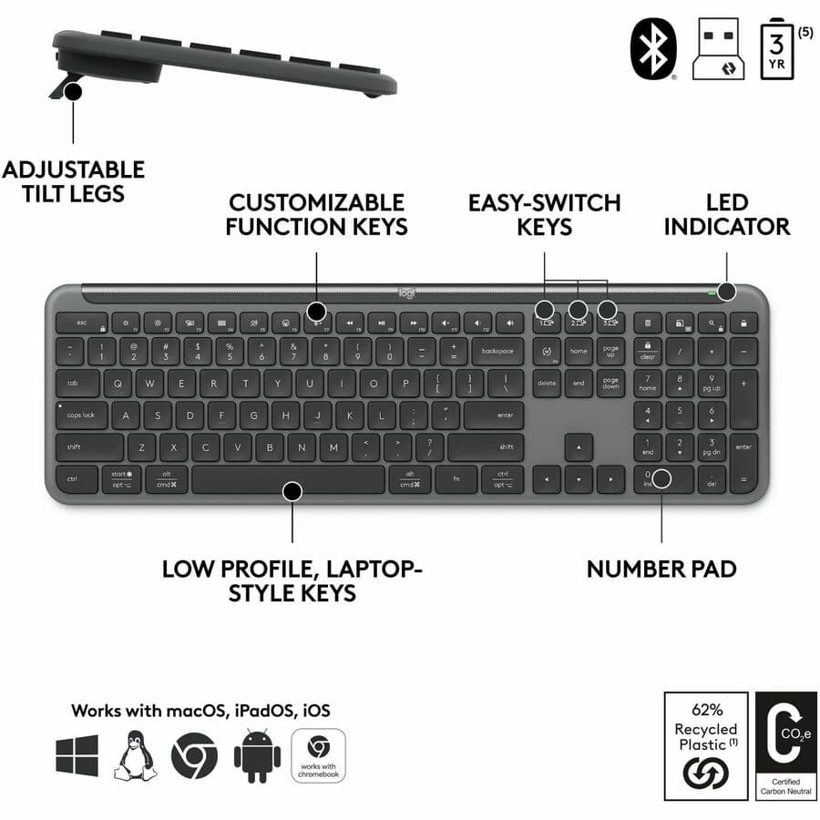 Logitech Slim Combo MK955 for Business wireless keyboard and mouse set