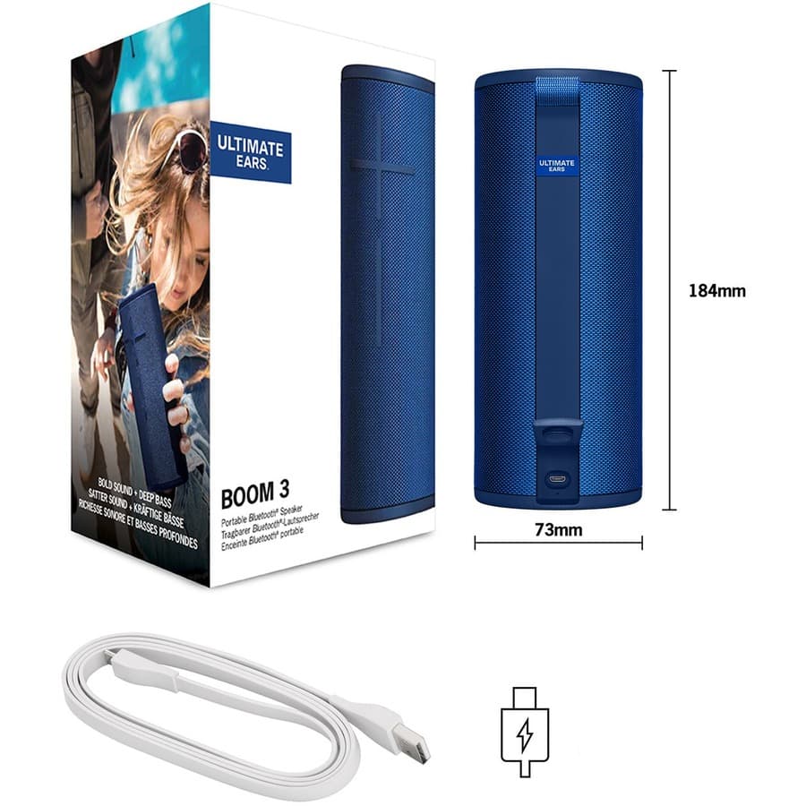 Logitech Ultimate Ears BOOM 3 portable Bluetooth speaker in Lagoon Blue