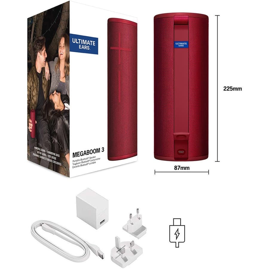 Logitech Ultimate Ears MEGABOOM 3 portable Bluetooth speaker in Sunset Red