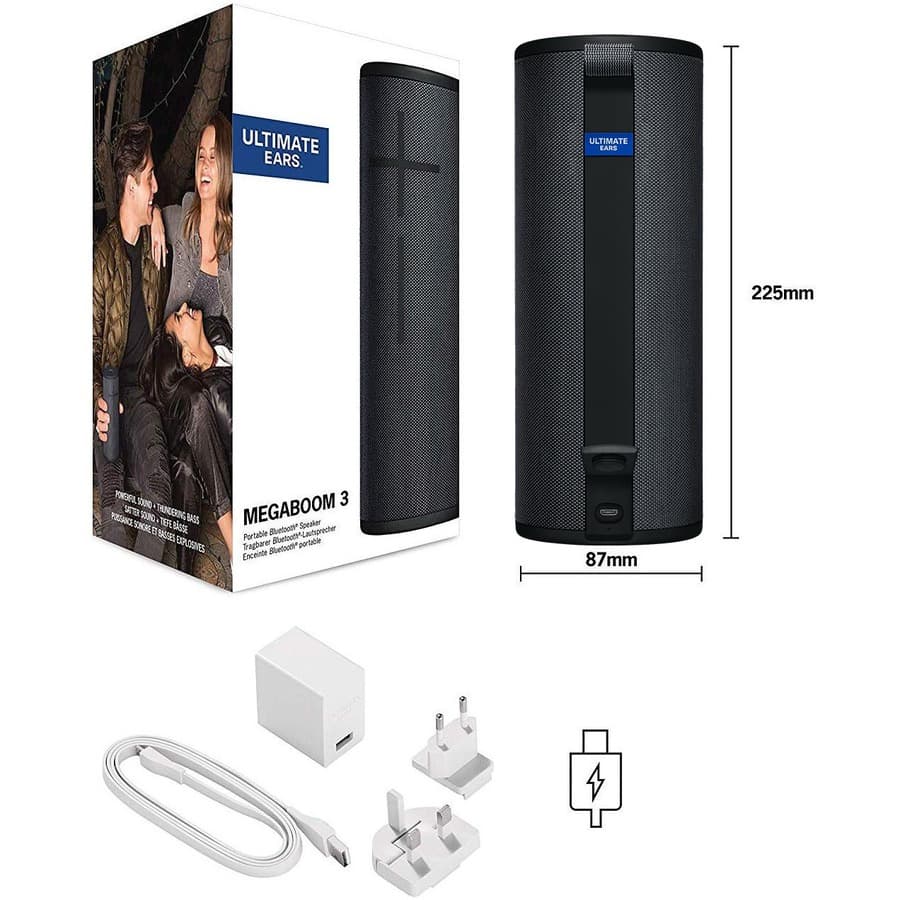 Logitech MEGABOOM 3 portable Bluetooth speaker in Night Black