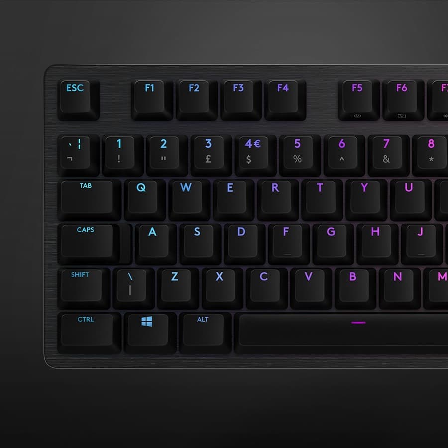 Logitech G512 Clicky mechanical gaming keyboard with RGB lighting and full-size layout