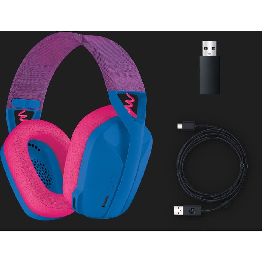 Logitech G435 wireless gaming headset in blue with on-ear design