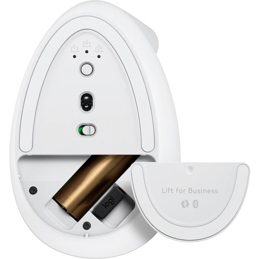 Logitech Lift Vertical Ergo Mouse Business in off white with vertical ergonomic shape