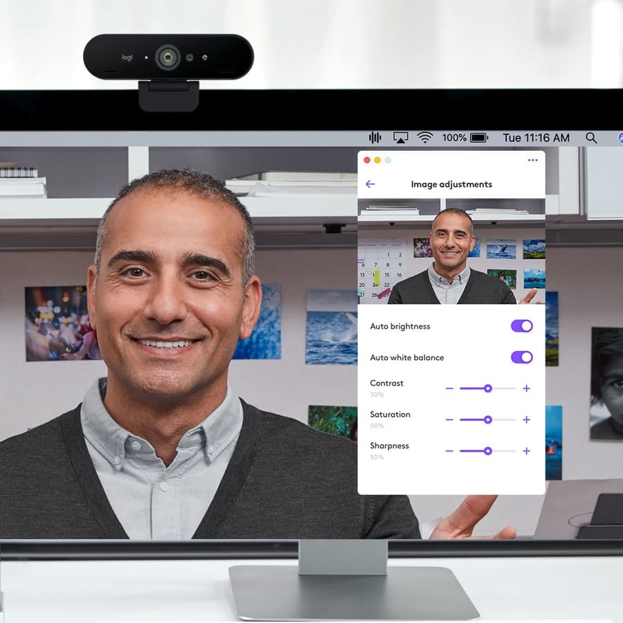 Logitech BRIO Ultra HD Pro Business Webcam with 4K video, 90-degree field of view, and privacy shutter