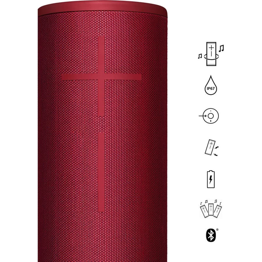 Logitech Ultimate Ears MEGABOOM 3 portable Bluetooth speaker in Sunset Red