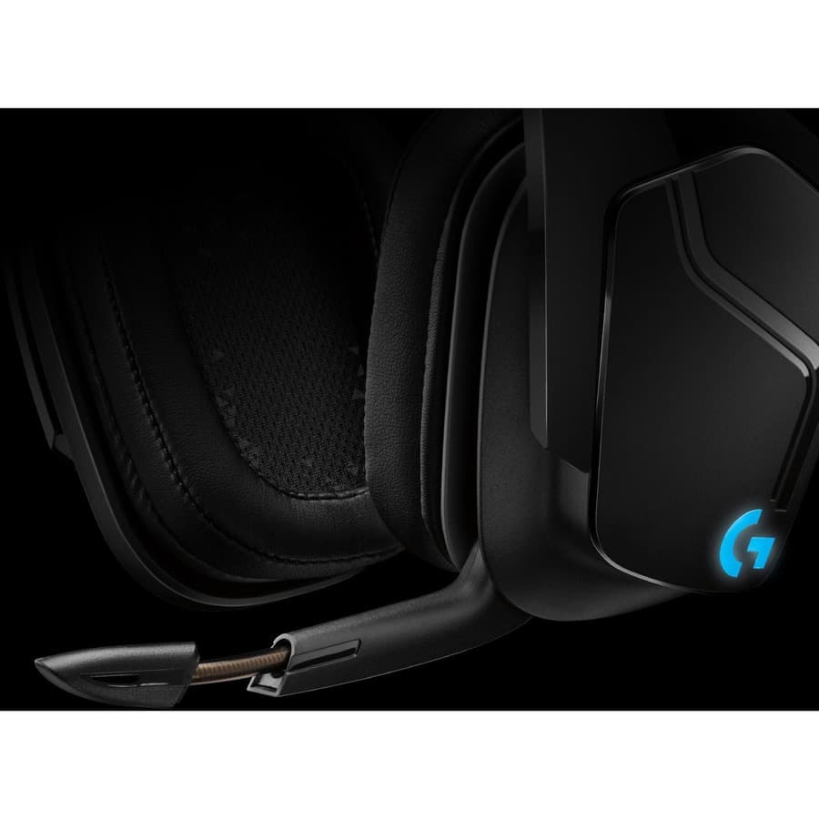 Logitech G935 Wireless LIGHTSYNC headset with over-ear cups, boom microphone, and wireless connectivity