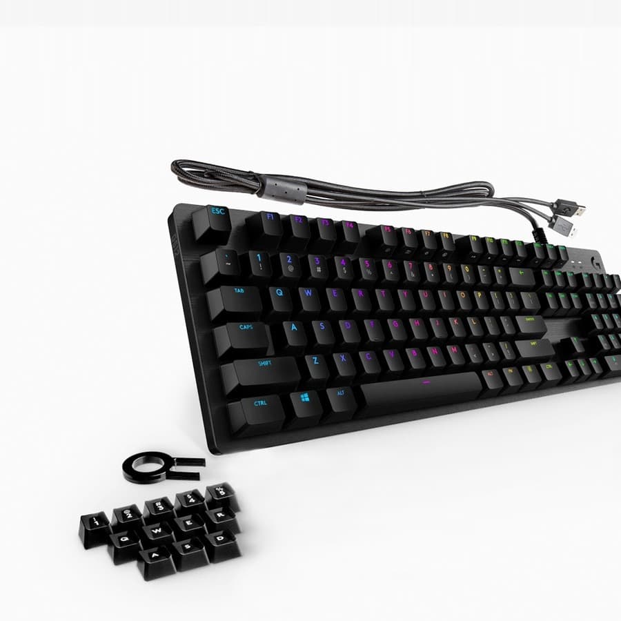Logitech G512 Clicky mechanical gaming keyboard with RGB lighting and full-size layout