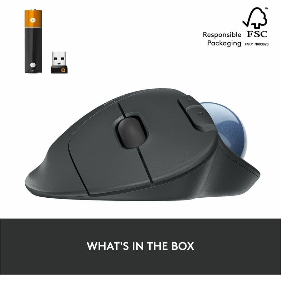 Logitech ERGO M575 wireless trackball mouse in black for ergonomic business use