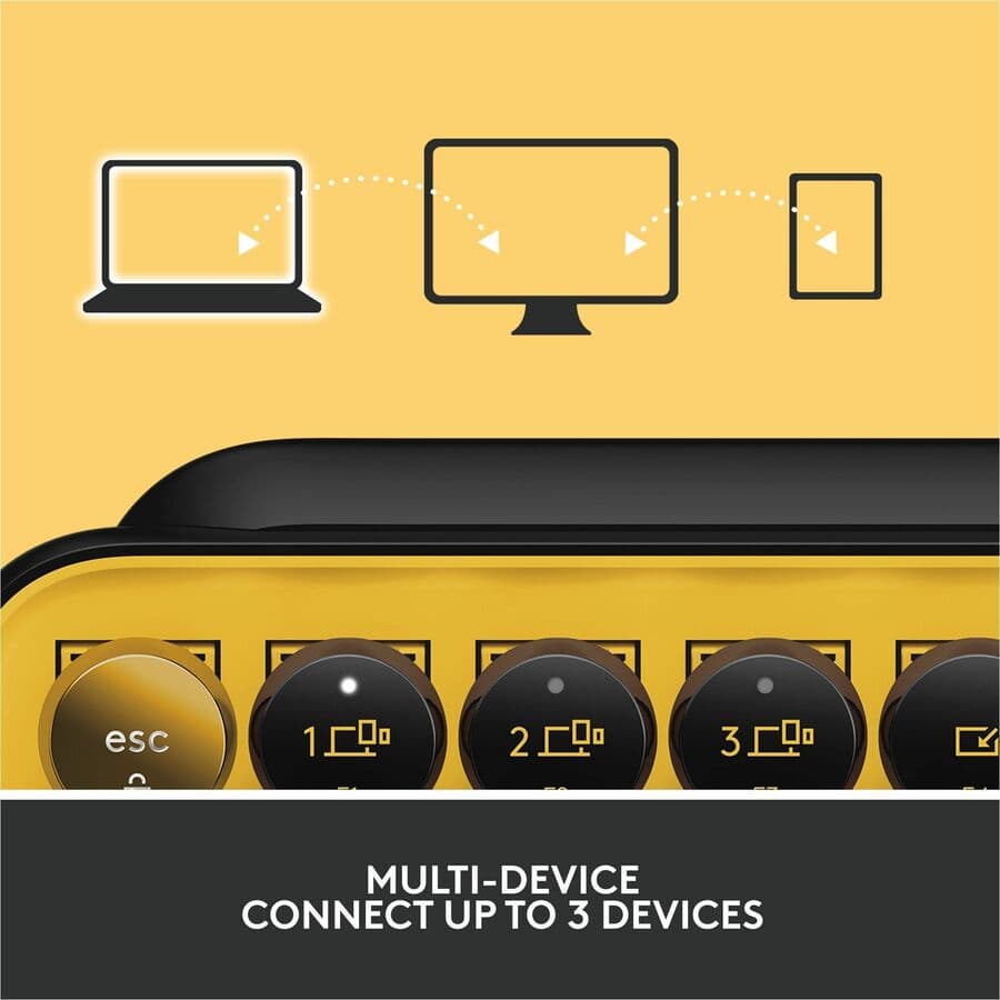 Logitech POP Keys wireless mechanical keyboard in yellow with dedicated emoji keys