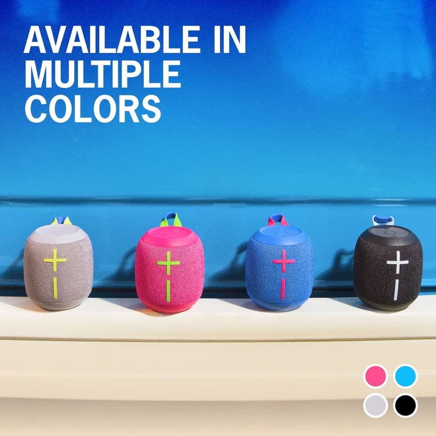 Ultimate Ears WONDERBOOM 3 Joyous Brights portable Bluetooth speaker in a compact cylindrical design