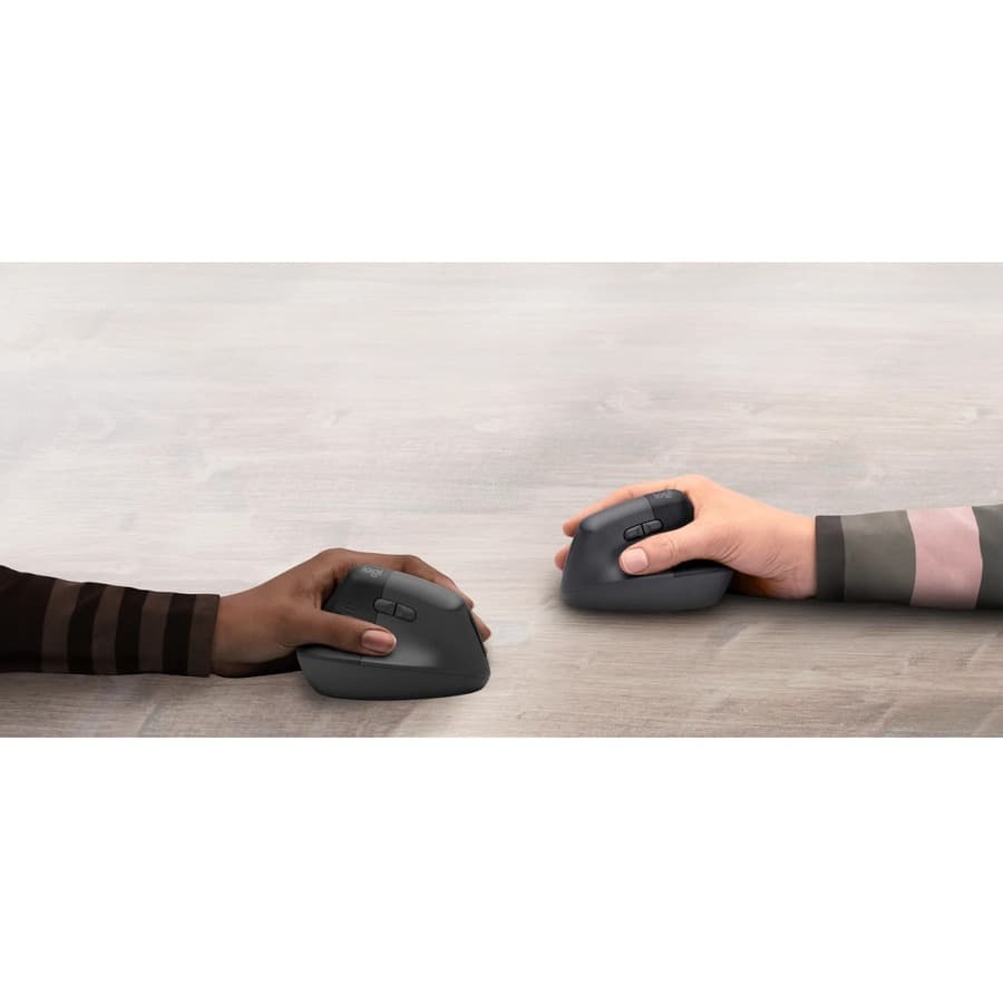 Logitech Lift vertical ergonomic wireless mouse in graphite for right-handed business use