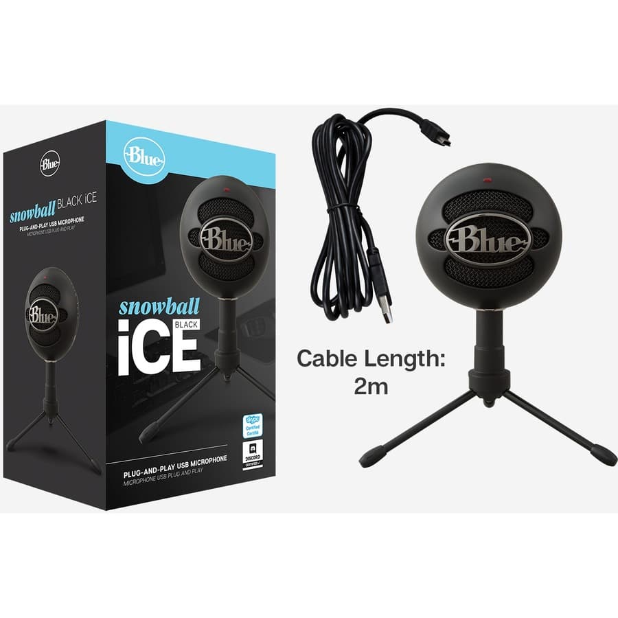 Blue Snowball Ice black USB desktop microphone for conferencing and voice recording