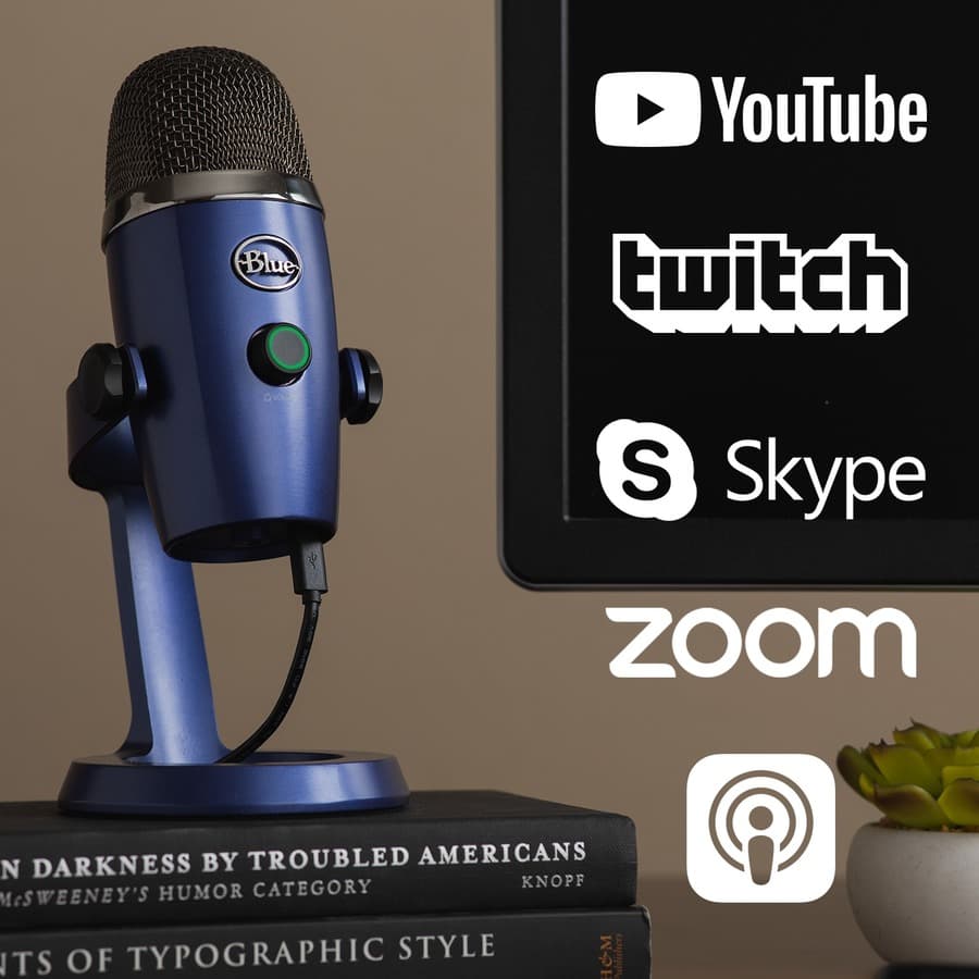 Blue Yeti Nano USB desktop microphone in vivid blue finish