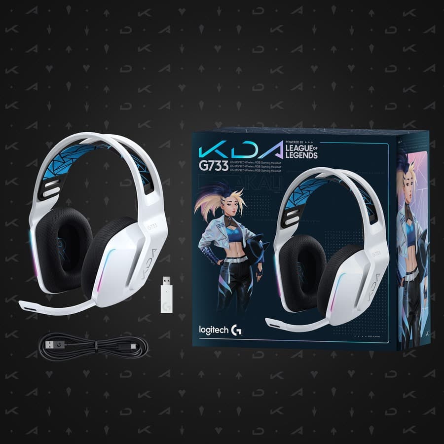 Logitech G733 LIGHTSPEED wireless gaming headset with detachable microphone and over-the-head design