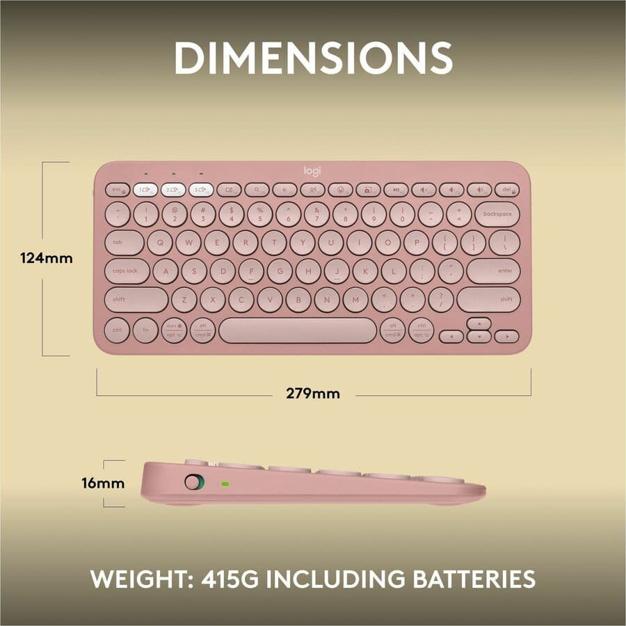 Logitech K380 Pebble Keys 2 wireless keyboard in Rose, compact Bluetooth keyboard