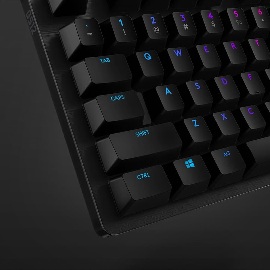 Logitech G512 Clicky mechanical gaming keyboard with RGB lighting and full-size layout