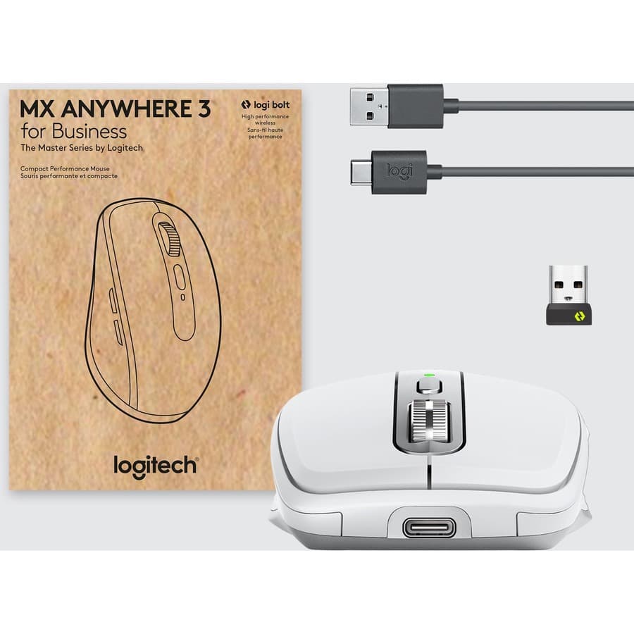 Logitech MX Anywhere 3 for Business in pale grey with Logi Bolt wireless connectivity
