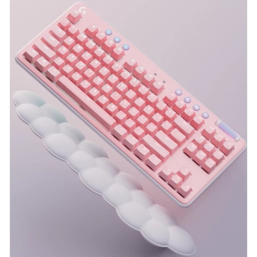 Logitech G715 Wireless Gaming Keyboard Clicky in white with compact wireless layout