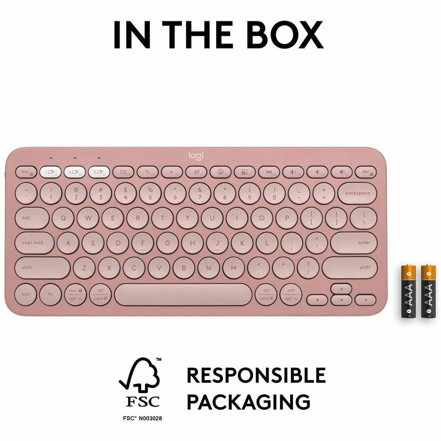 Logitech K380 Pebble Keys 2 wireless keyboard in Rose, compact Bluetooth keyboard