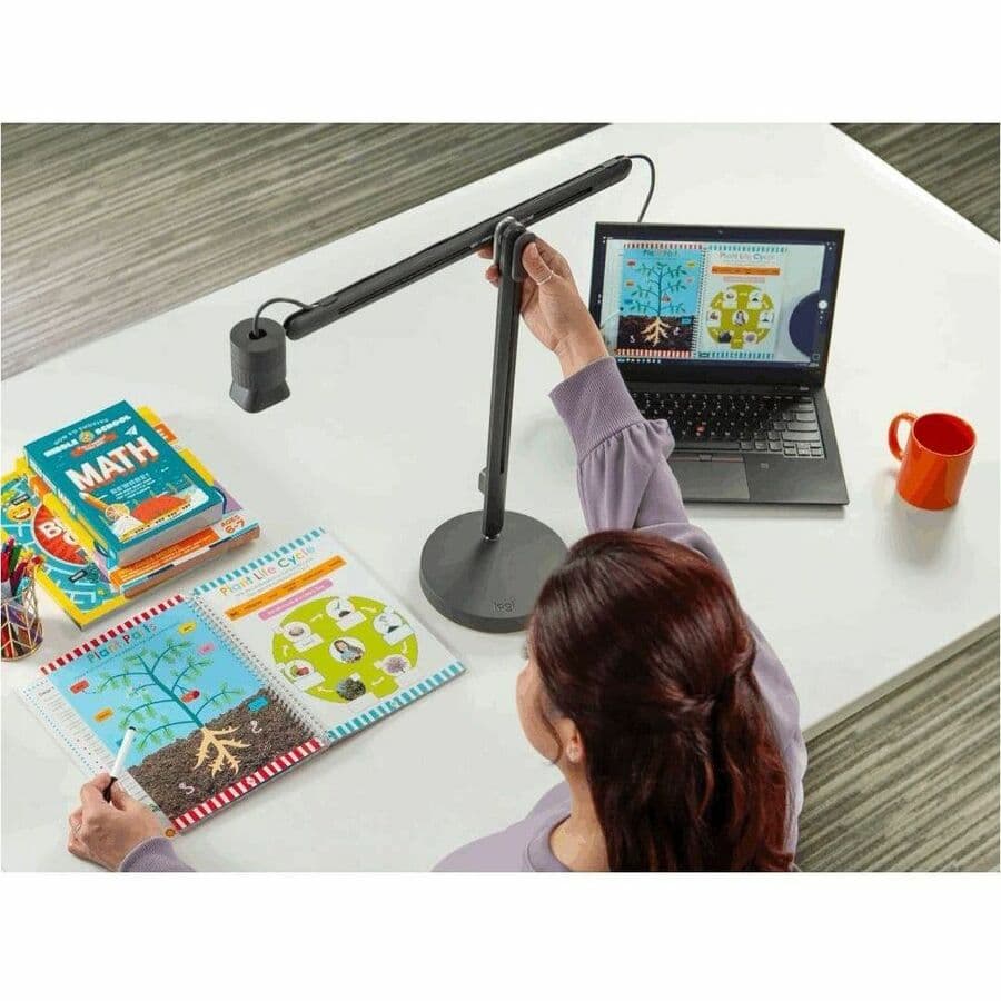 Logitech Reach document camera with base mount for stable tabletop presentation use