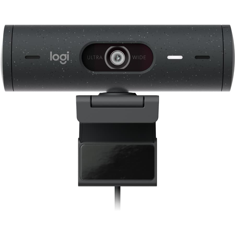 Logitech Brio 500 Graphite webcam with 1080p video, USB-C connectivity, and clip mount