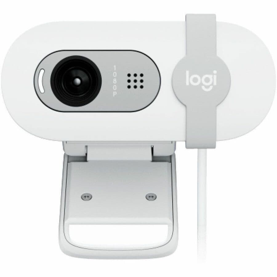 Logitech Brio 100 Webcam White front view for 1080p HD video calls