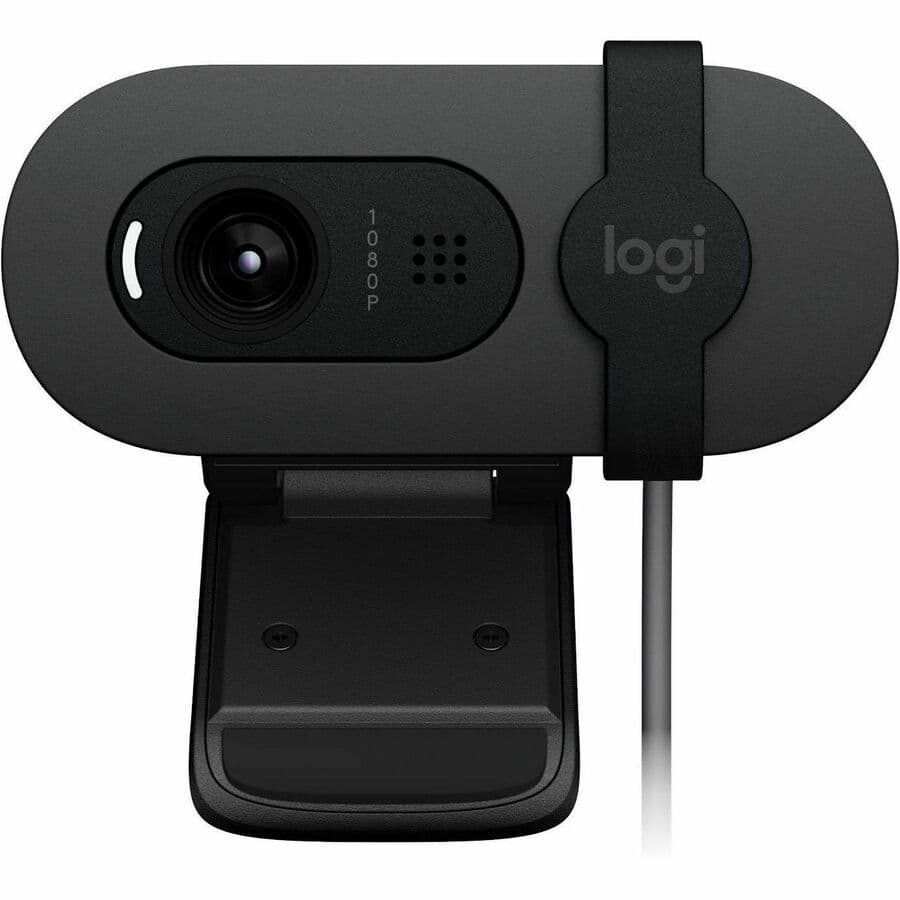 Logitech Brio 100 Graphite webcam with clip mount for Full HD 1080p video calls