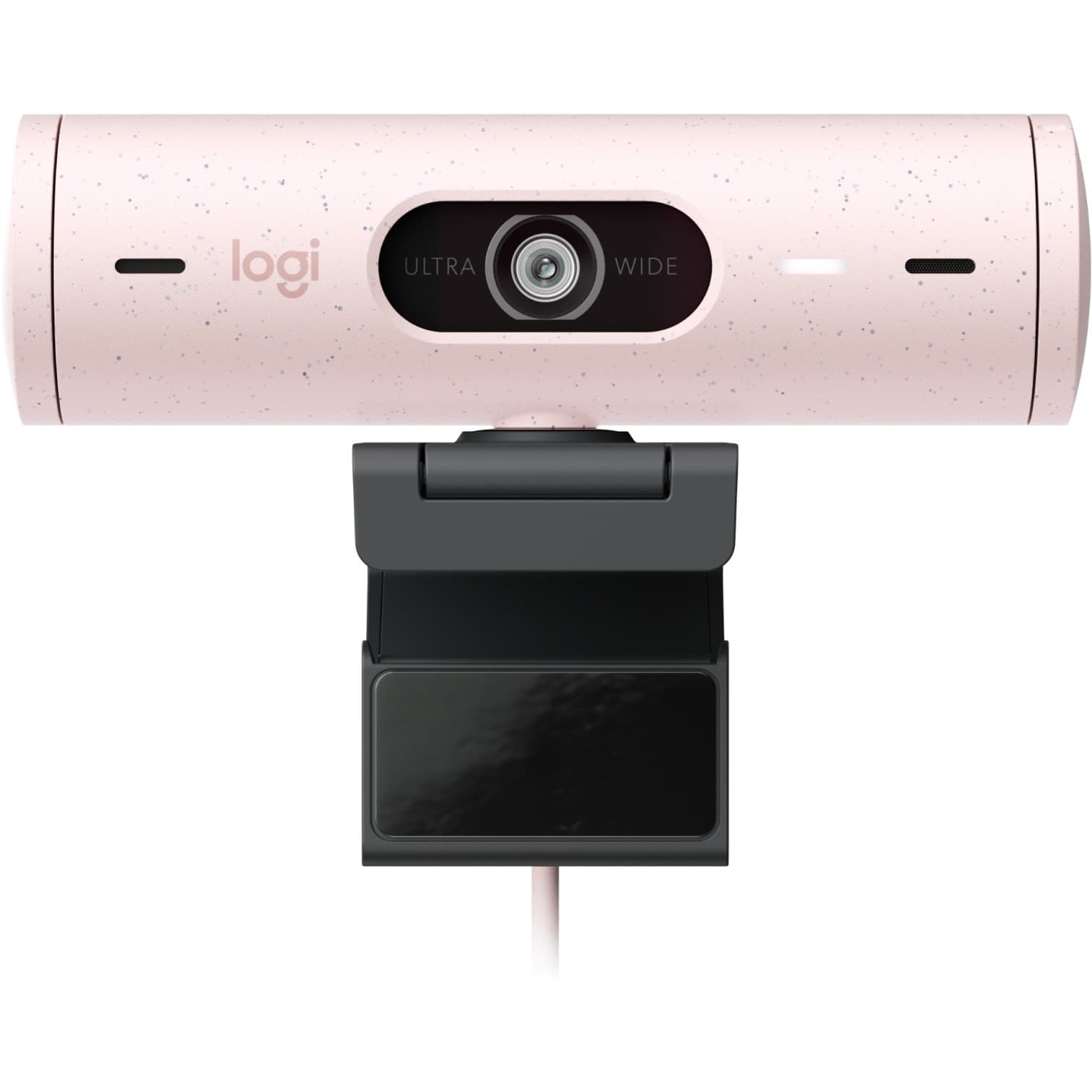 Logitech BRIO 500 Rose webcam with 1080p video, autofocus, and privacy shutter