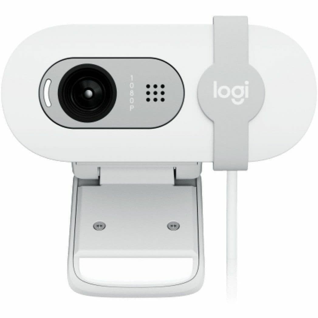 Logitech Brio 100 Webcam White front view for 1080p HD video calls