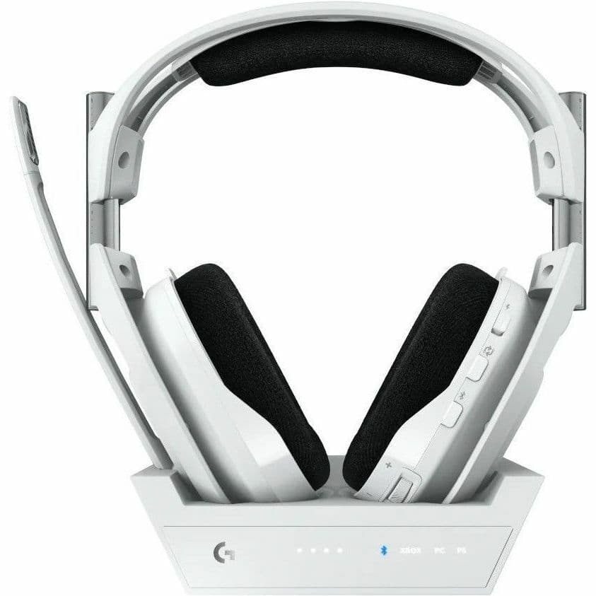 Logitech A50 X wireless gaming headset with base station in white