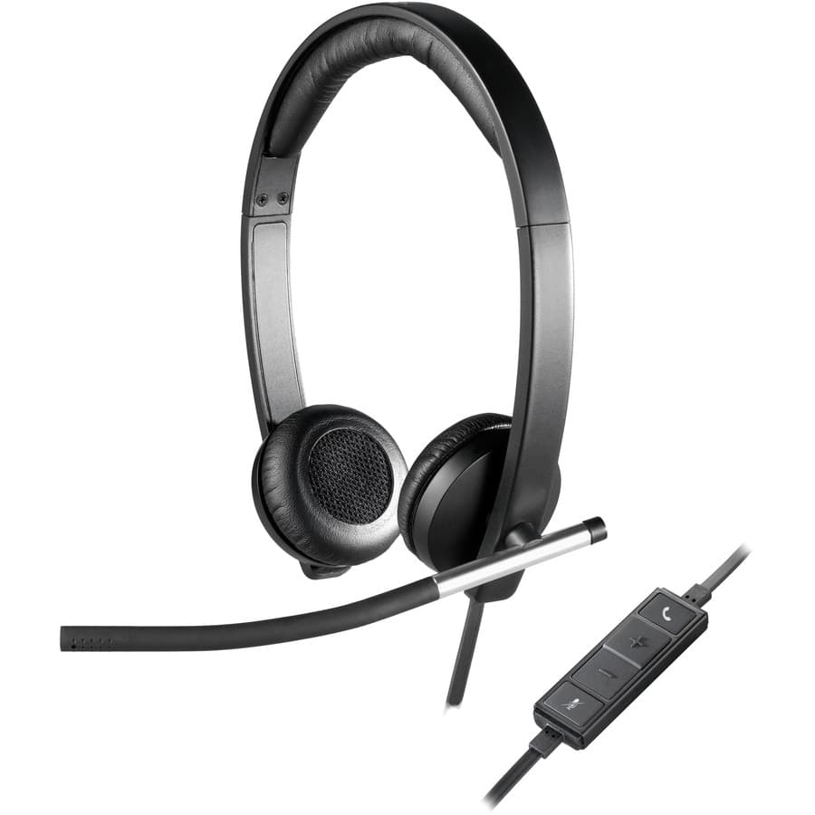 Logitech USB Headset Stereo H650e wired business headset with inline controls and in-call LED