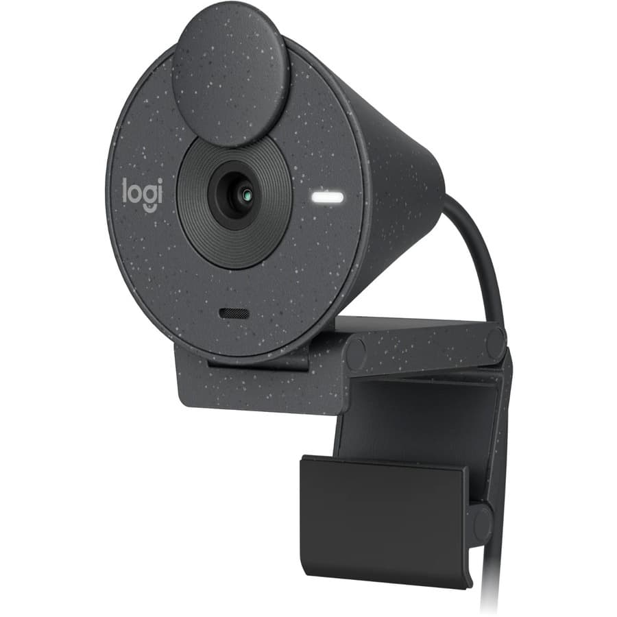 Logitech Brio 305 1080p black webcam with clip mount and USB-C connection