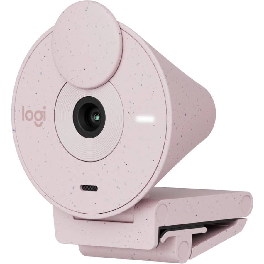 Logitech Brio 300 Rose USB-C webcam with 1080p video and built-in microphone