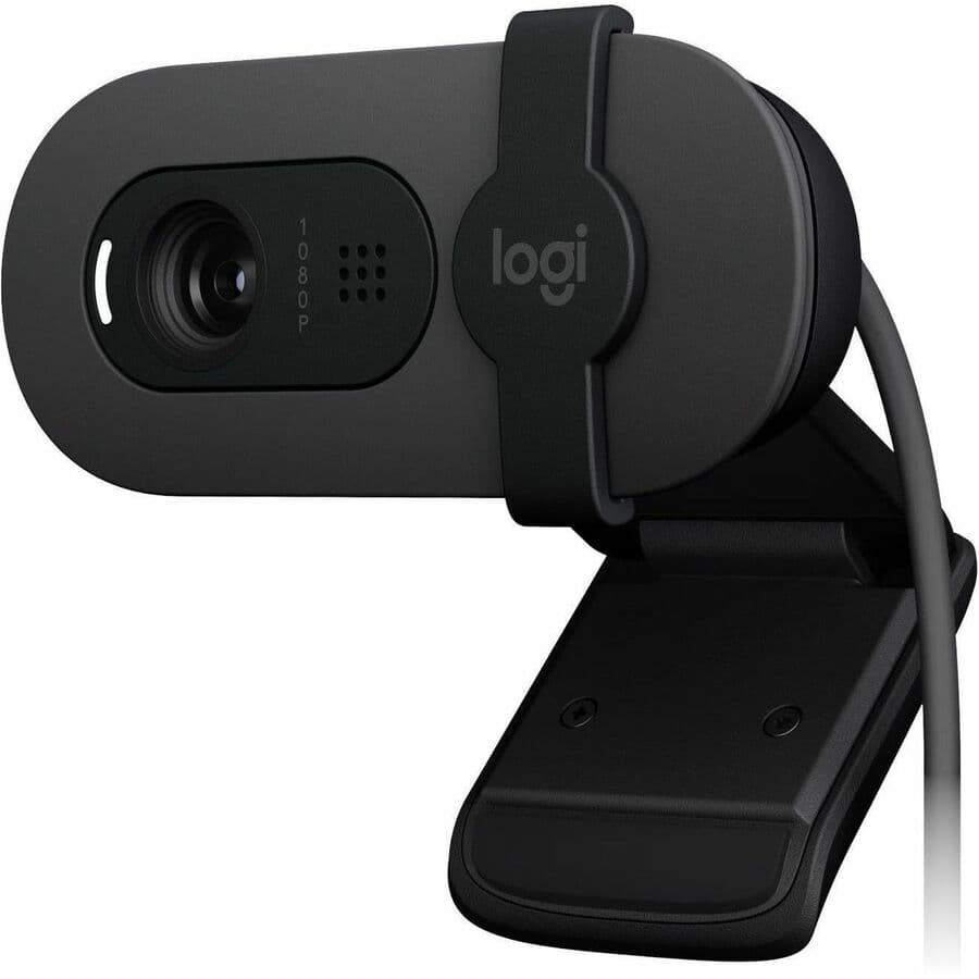 Logitech Brio 100 Graphite webcam with clip mount for Full HD 1080p video calls