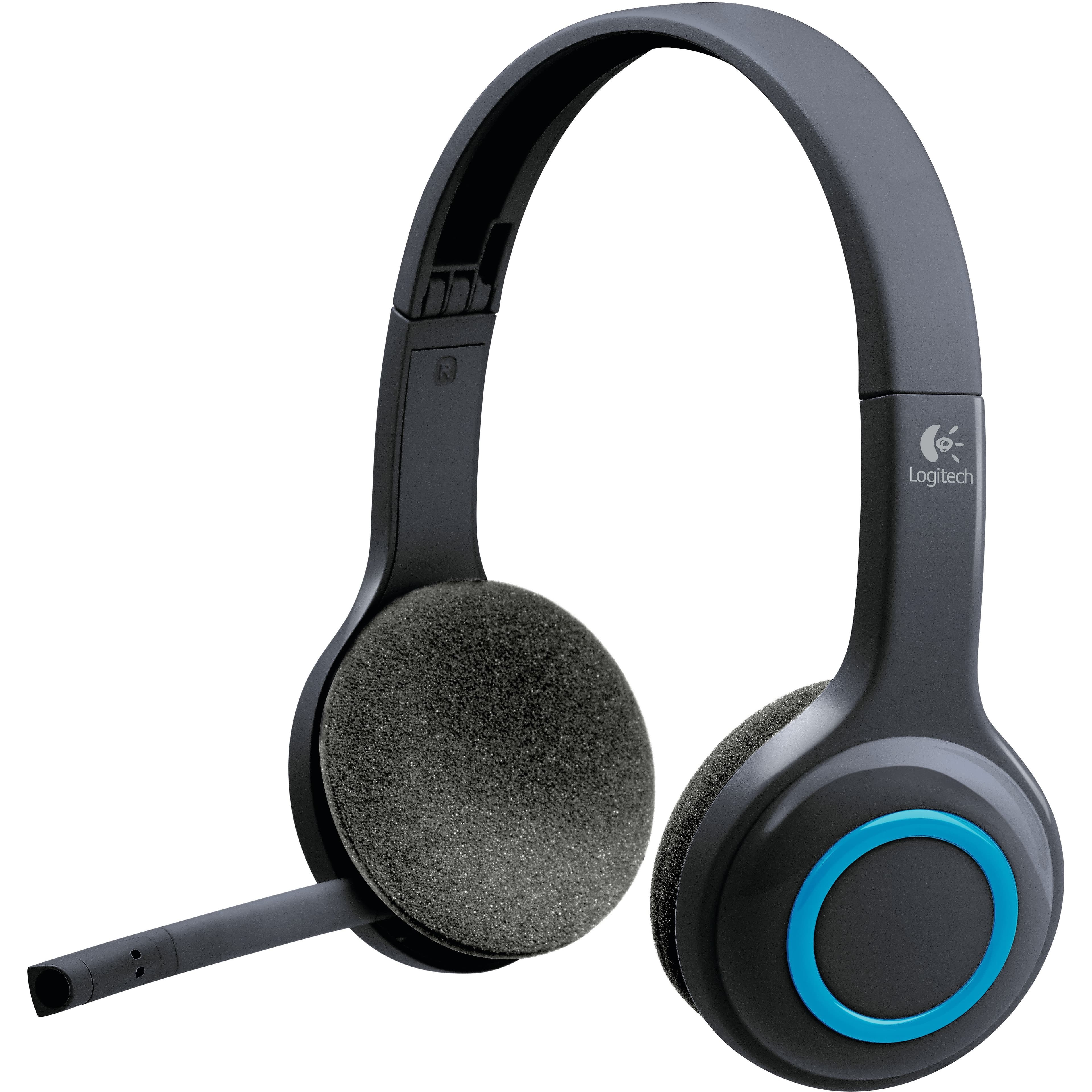 Logitech H600 wireless binaural headset with boom microphone in blue