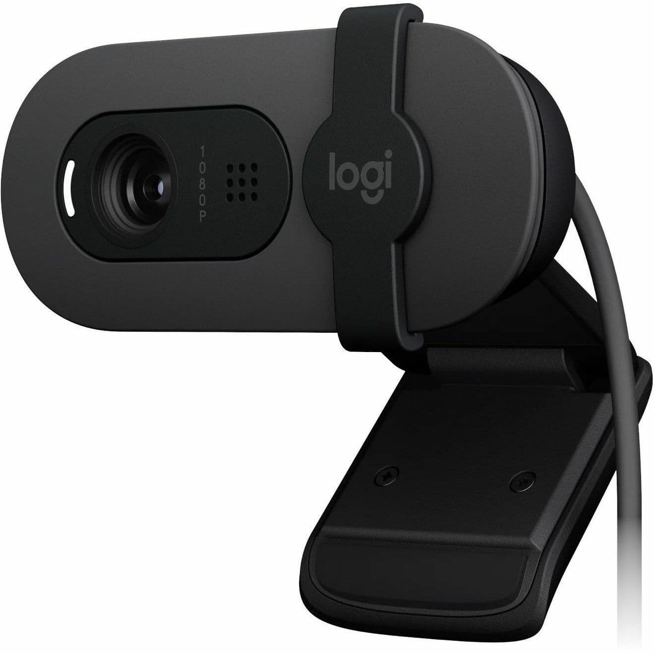 Logitech Brio 100 Graphite webcam with clip mount for Full HD 1080p video calls